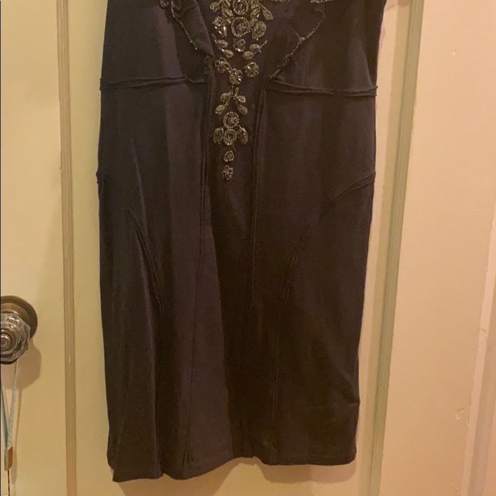 Free People V Neckline Beads Embellishments Mini Dress NWT - Picture 4 of 8